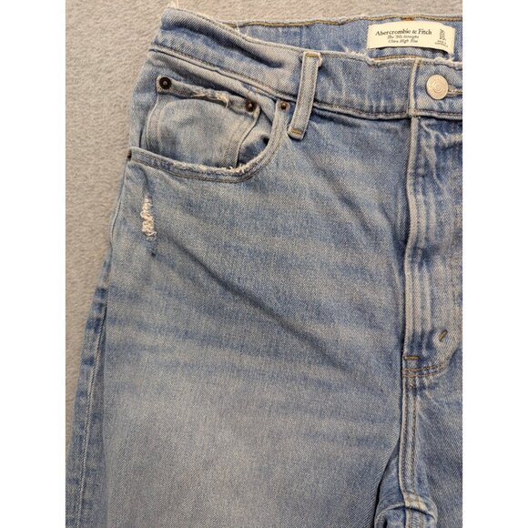 Abercrombie Fitch Jeans Womens SZ 10 High Rise '90s Straight Distressed Whiskers - Picture 2 of 16
